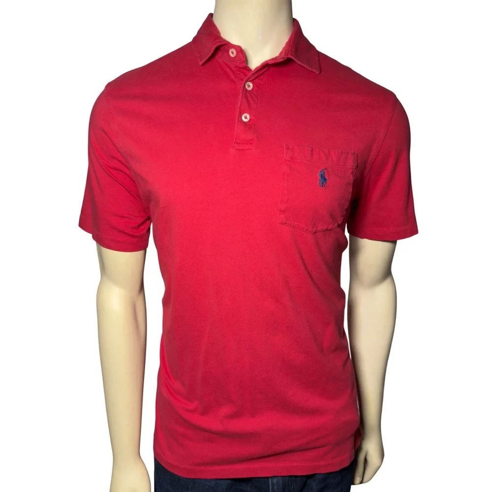 Polo Ralph Lauren Polo Shirt Mens Medium Red Excellent Classic Fit Pocket Pony